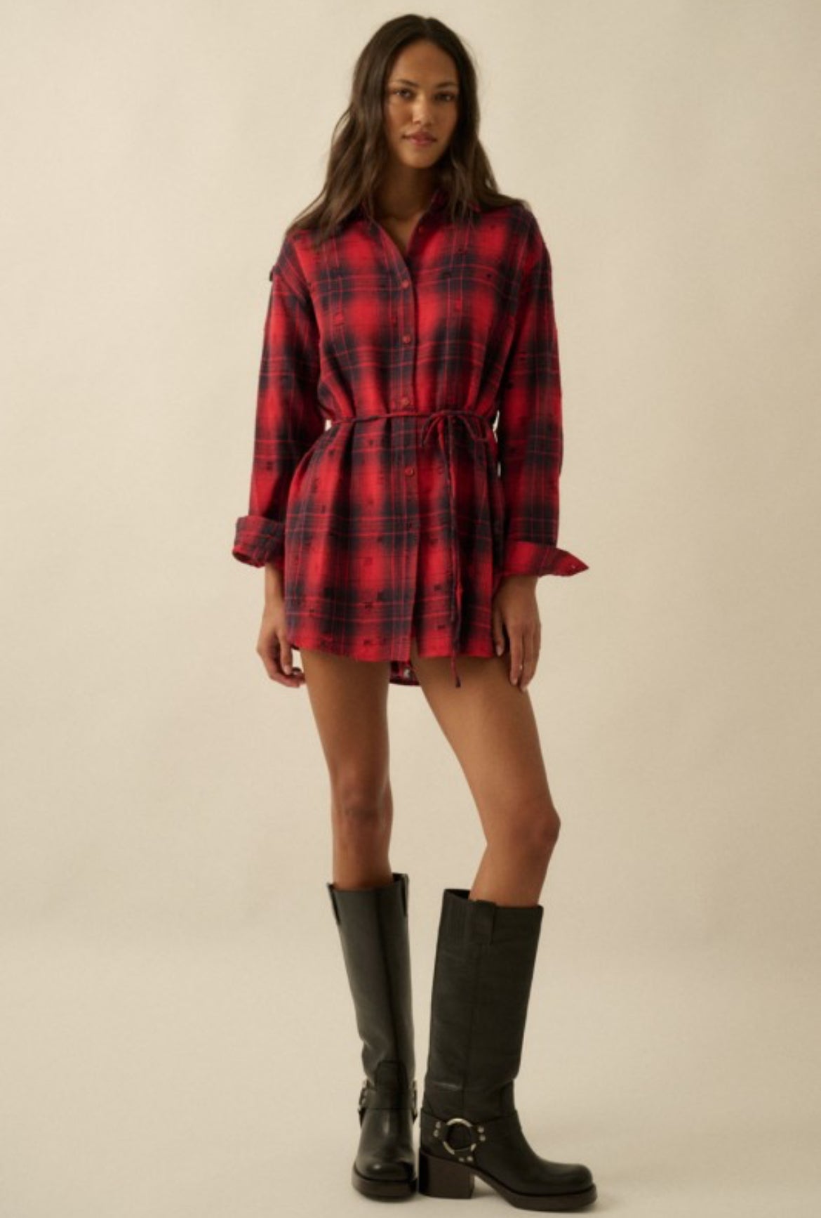 Cody Plaid Flannel Romper Dress