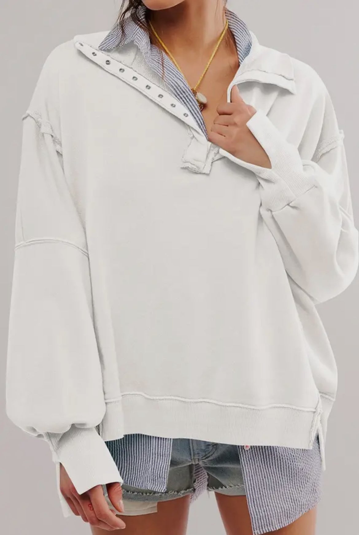 Quinn Half Button Sweatshirt - 2 Colors!