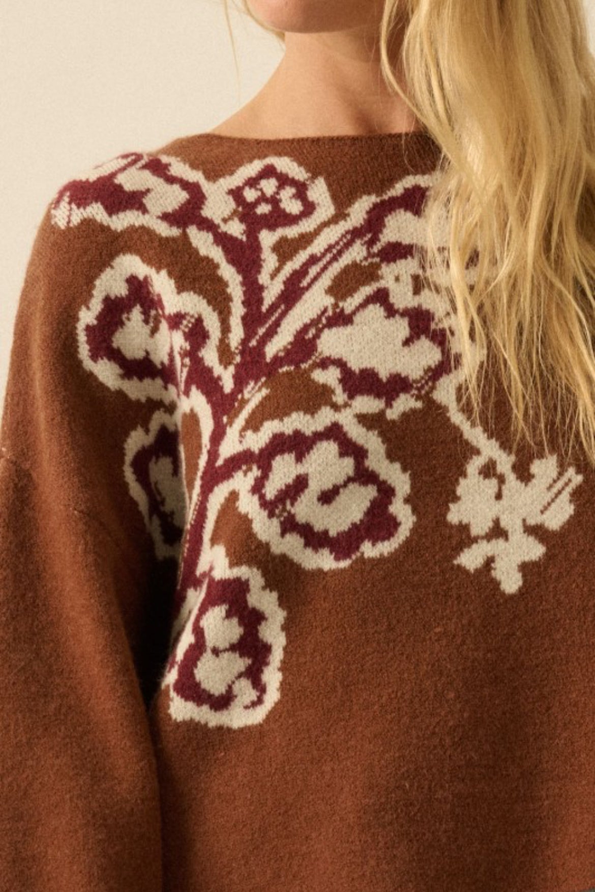 Prescott Floral Jacquard Boatneck Sweater