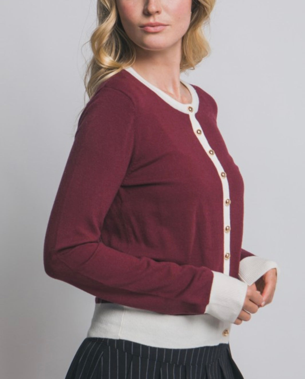 Contrast Trim Cardigan