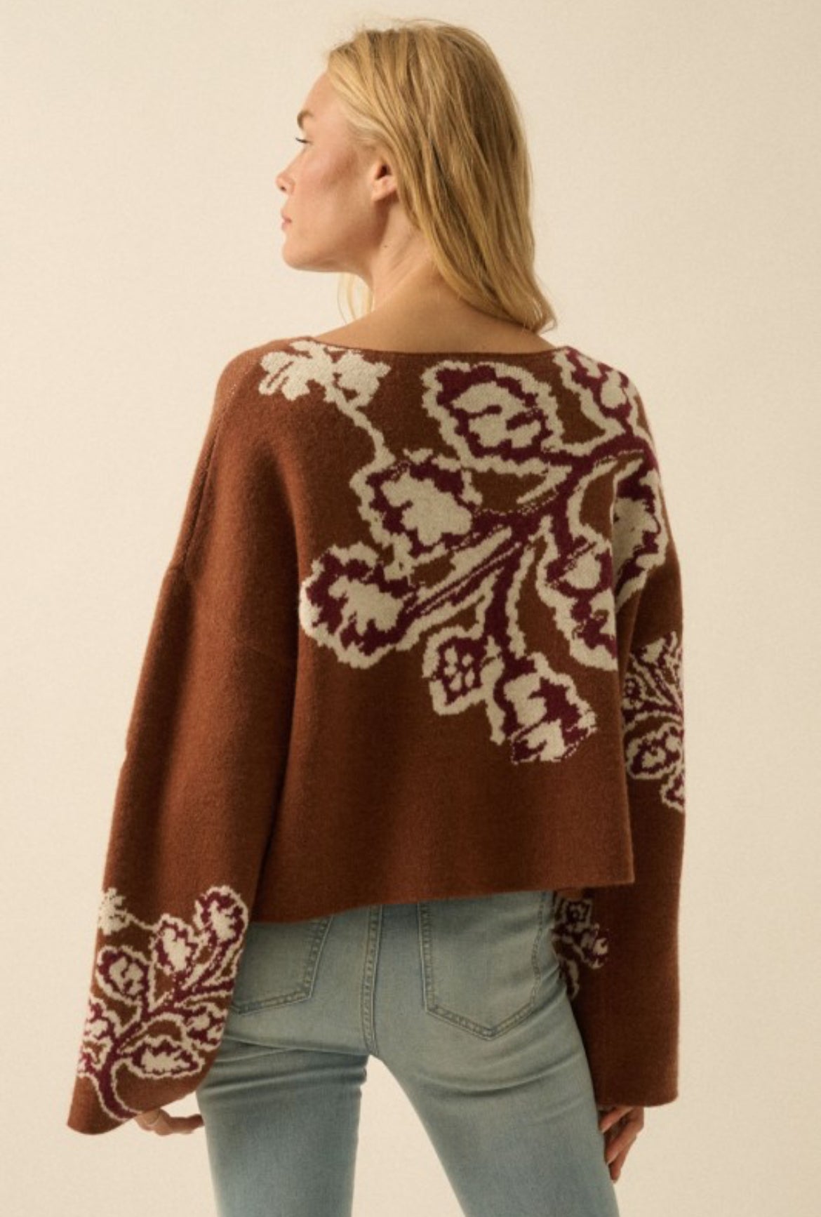 Prescott Floral Jacquard Boatneck Sweater