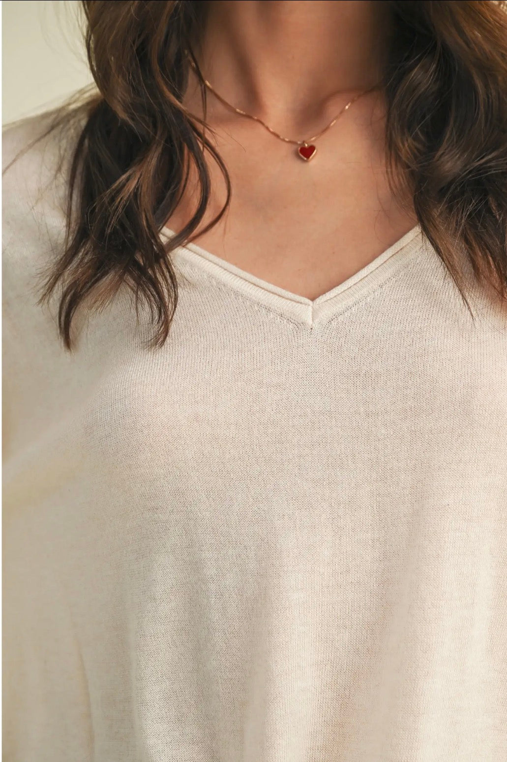 Drop Shoulder V Neck Sweater