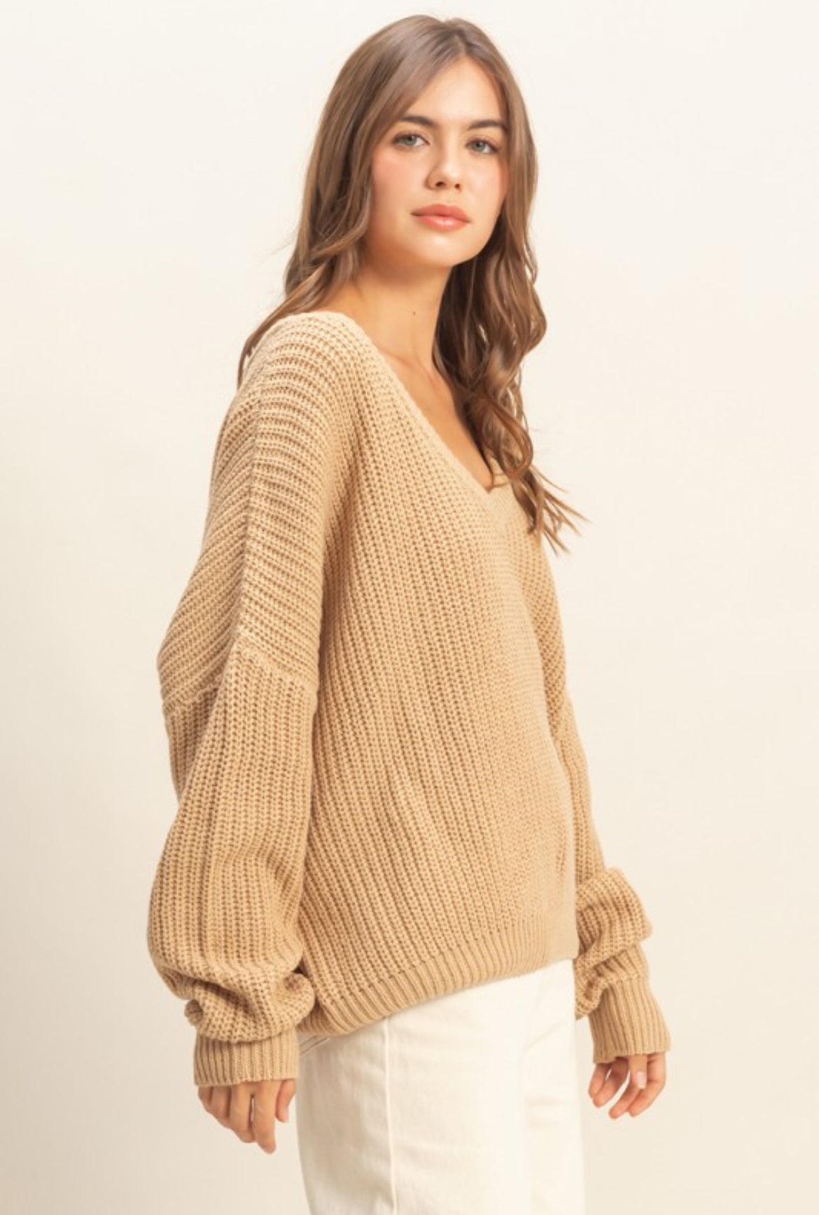 Essential Oversized V Neck Sweater - 2 Colors!