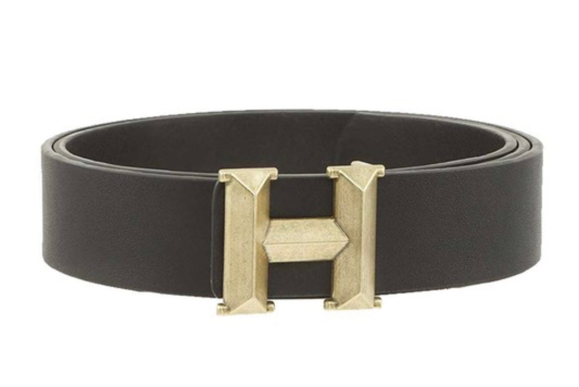 Faux Leather H Belt - 2 Colors