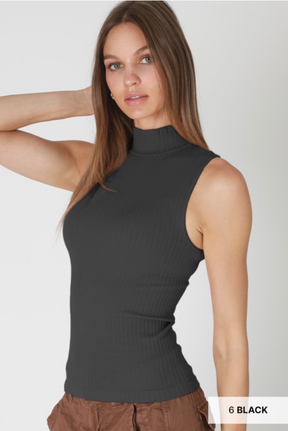Wide Ribbed Mock Neck Top