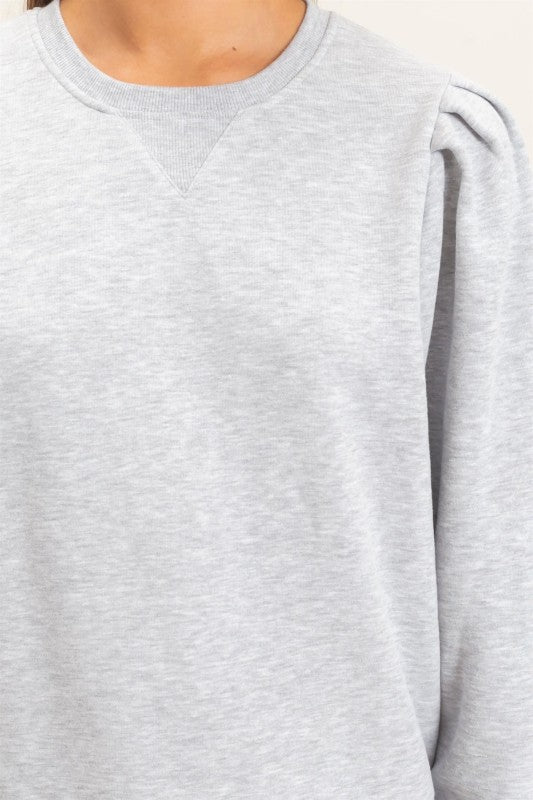 Puff Sleeve Crew Neck Sweatshirt