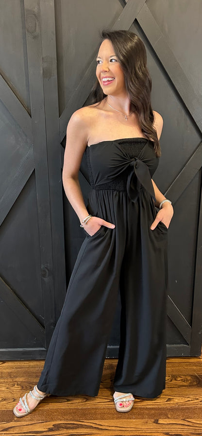 Sloane Smocked Strapless Jumpsuit