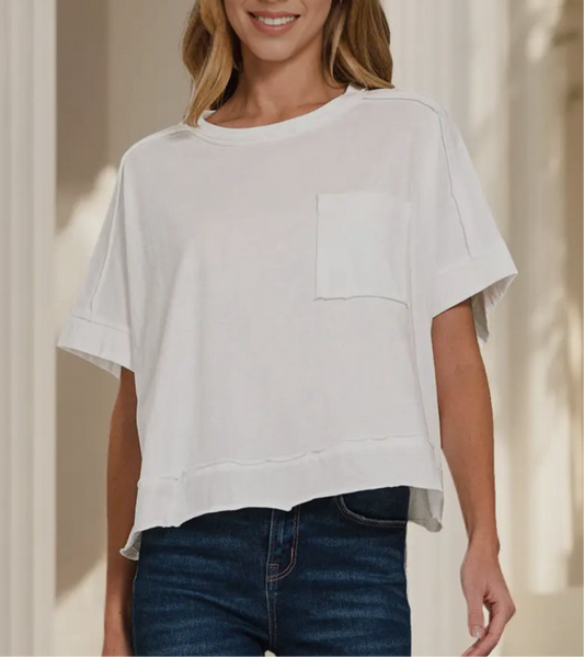 Exposed Seam Raw Hem Tee