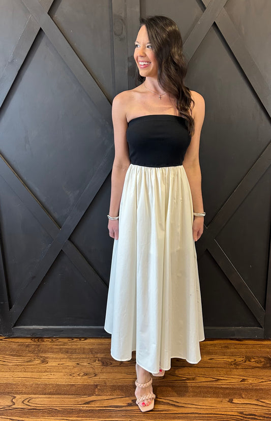 Strapless Mixed Media Dress