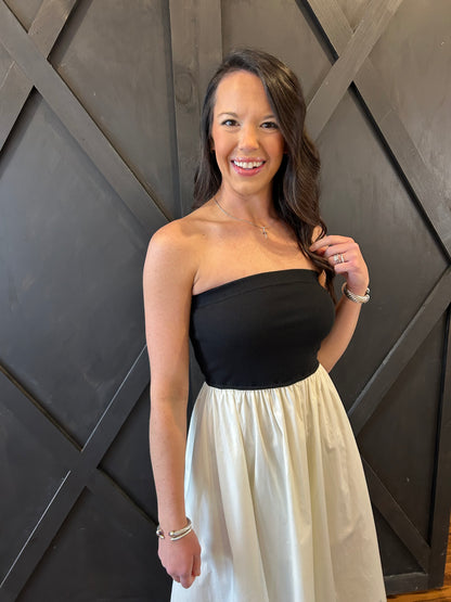 Strapless Mixed Media Dress