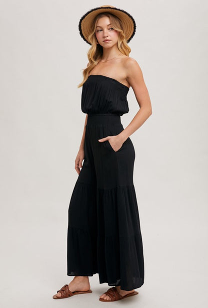 Smocked Tiered Wide Leg Jumpsuit
