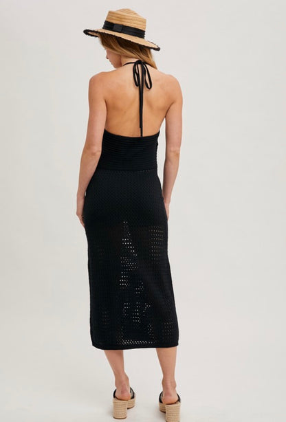 Crochet Knit Halter Dress