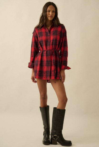 Cody Plaid Flannel Romper Dress