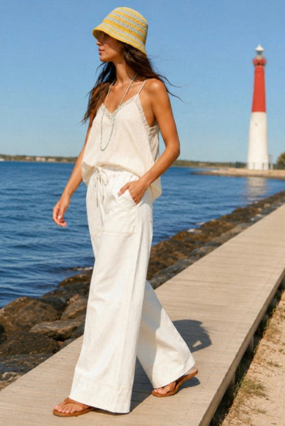Wide Leg Stitch Detail Pants