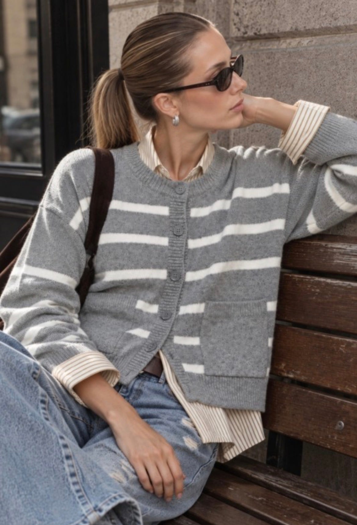 Striped Relaxed Cardigan