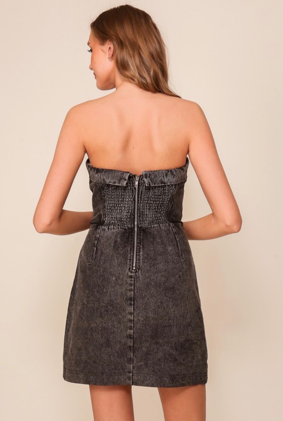 Sailor Strapless Denim Dress - 2 Colors