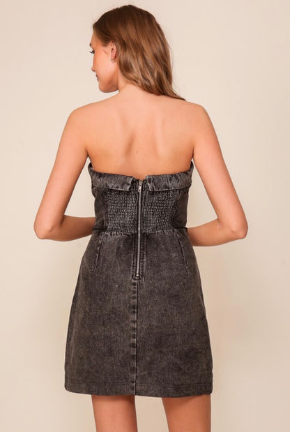 Sailor Strapless Denim Dress - 2 Colors