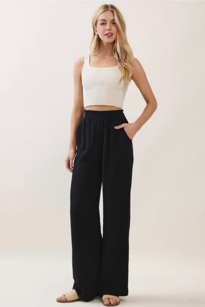 Double Gauze Wide Leg Pants - 2 Colors!