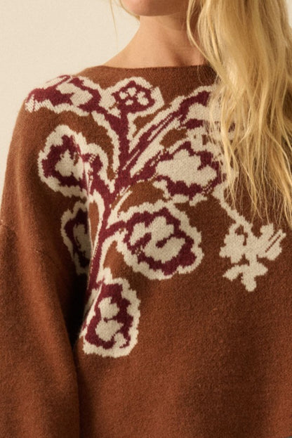 Prescott Floral Jacquard Boatneck Sweater