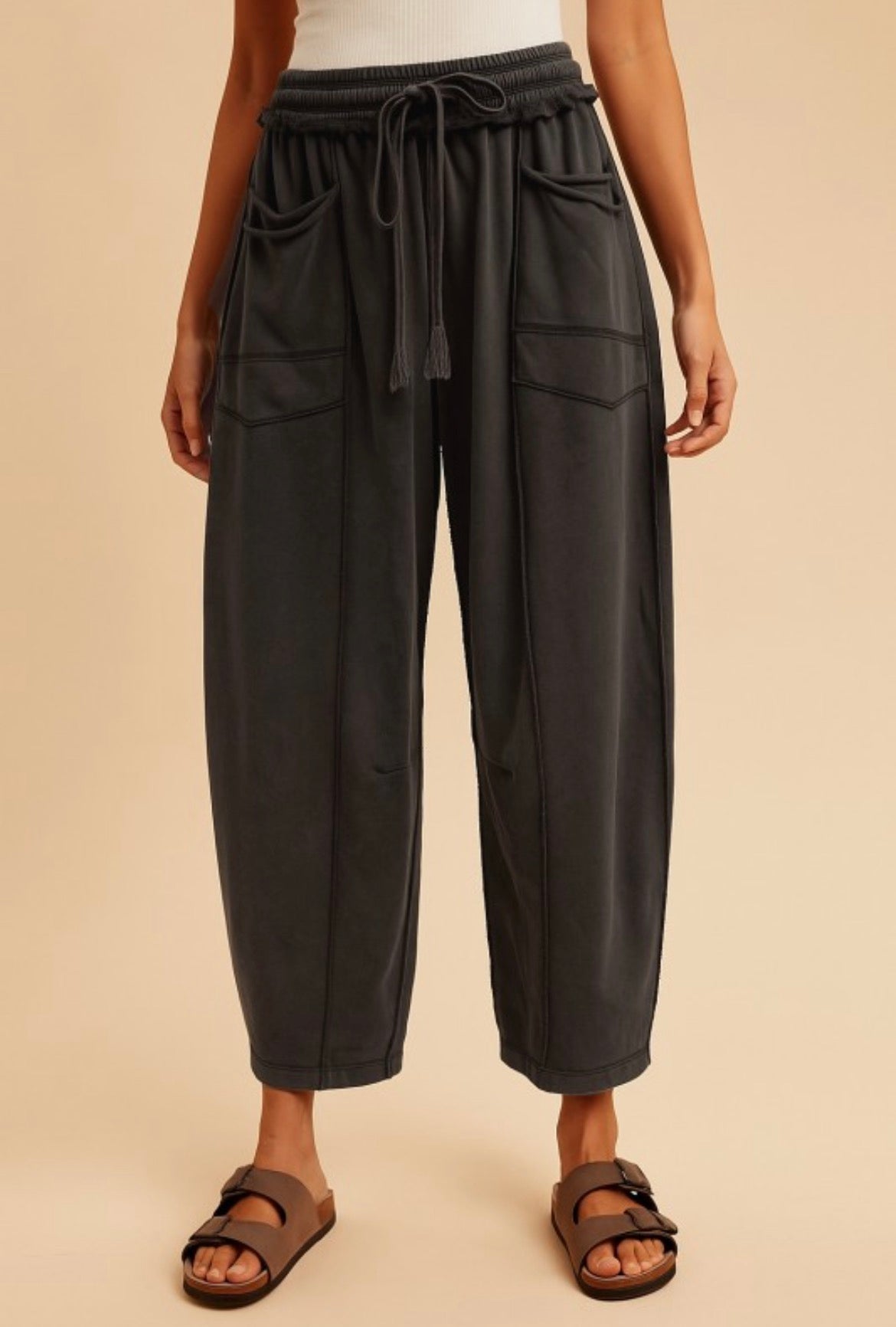 Mineral Washed Barrel Style Pants - 3 Colors!