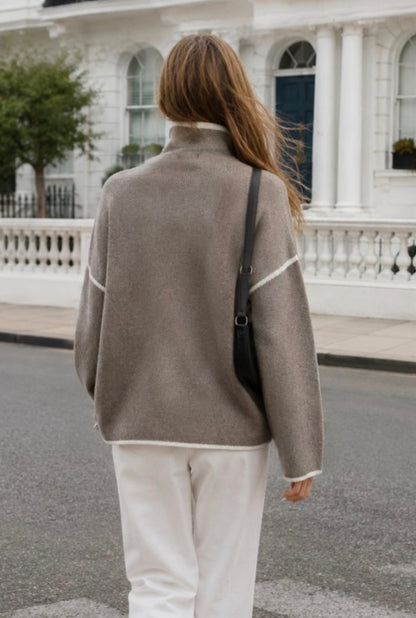 Vail Contrast Trim Mock Sweater PREORDER