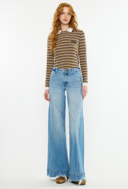KanCan Mid Rise Super Wide Denim