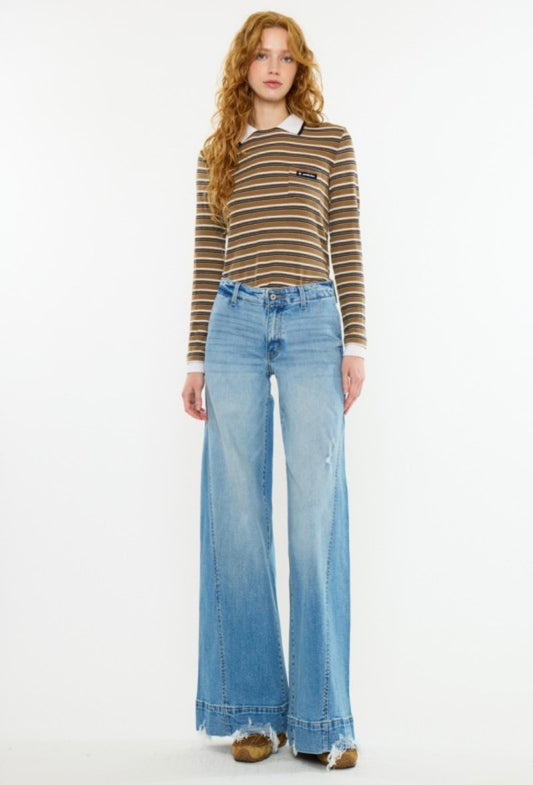 KanCan Mid Rise Super Wide Denim
