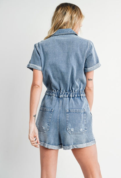 Short Sleeve Denim Romper