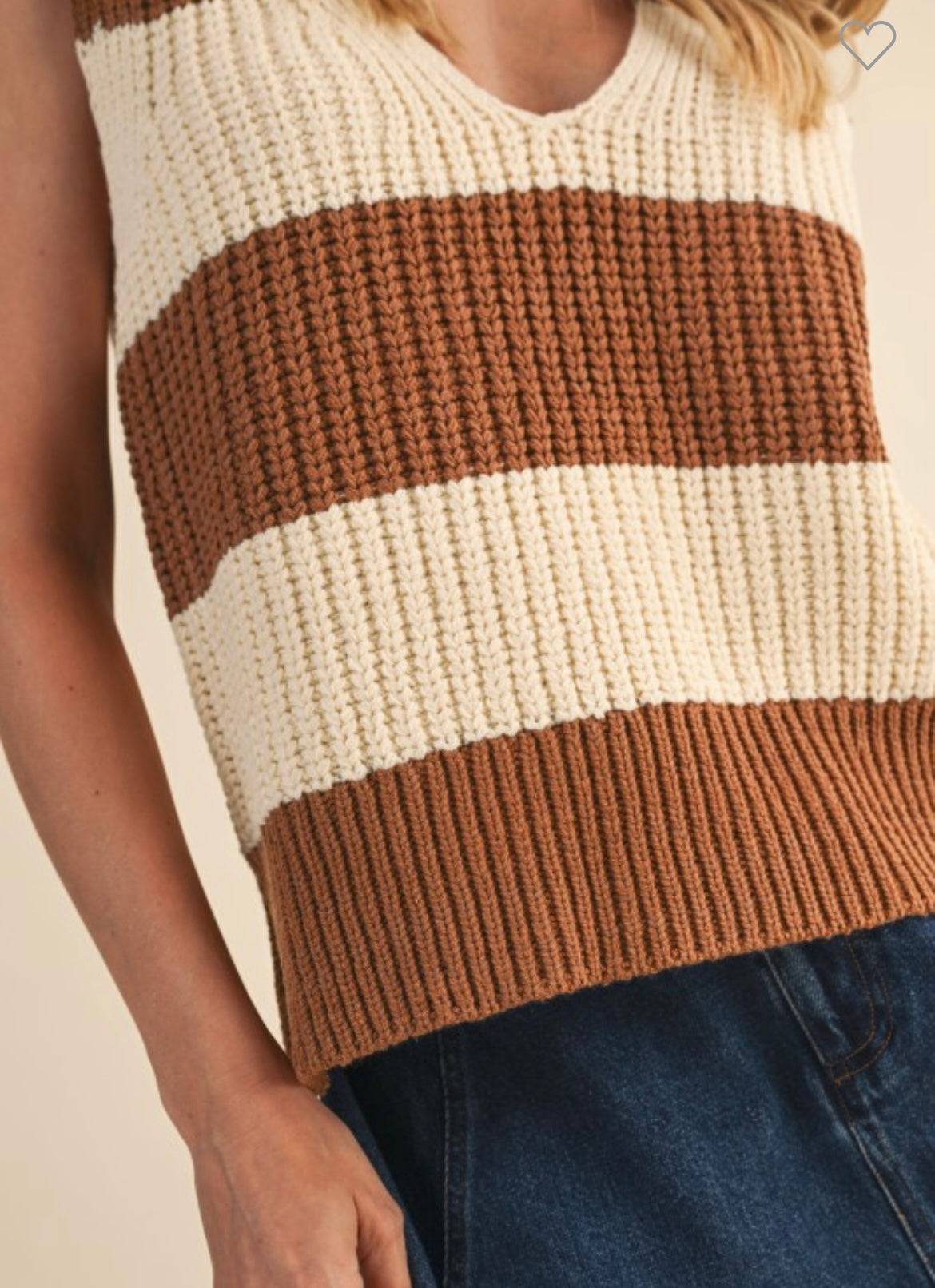 Striped Side Slit Sweater Vest
