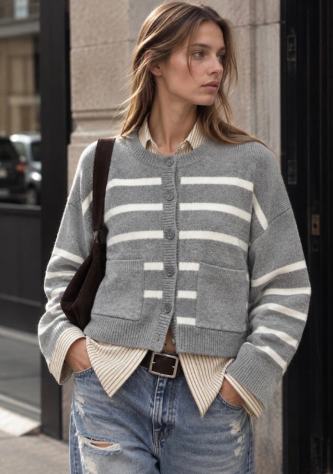 Striped Relaxed Cardigan