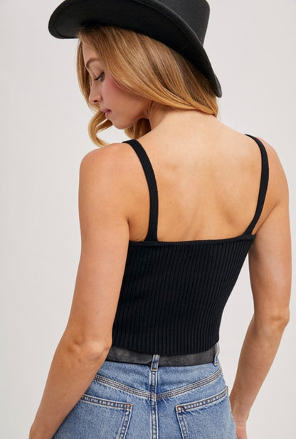 Ribbed Knit V Neck Tank