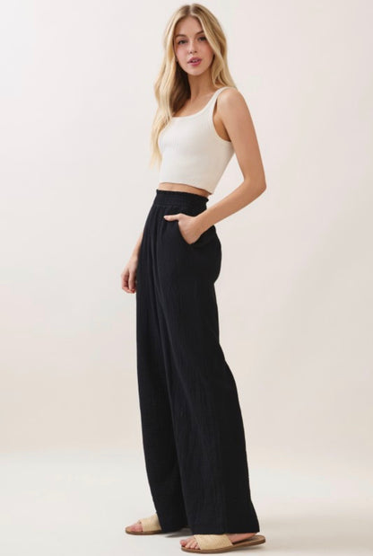 Double Gauze Wide Leg Pants - 2 Colors!