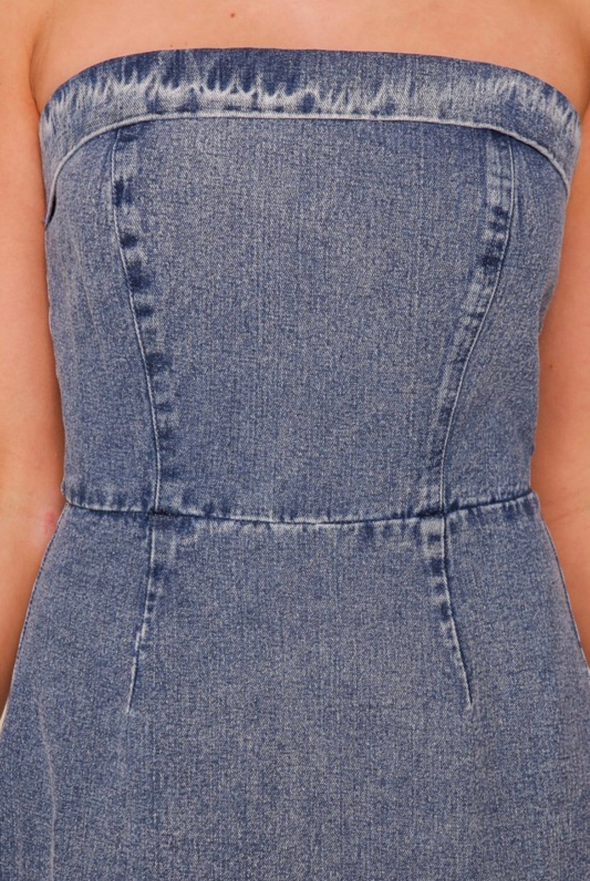 Sailor Strapless Denim Dress - 2 Colors