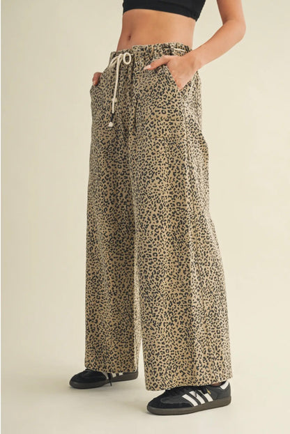 Spotted Leopard Wide Leg Pants