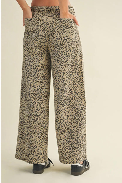 Spotted Leopard Wide Leg Pants