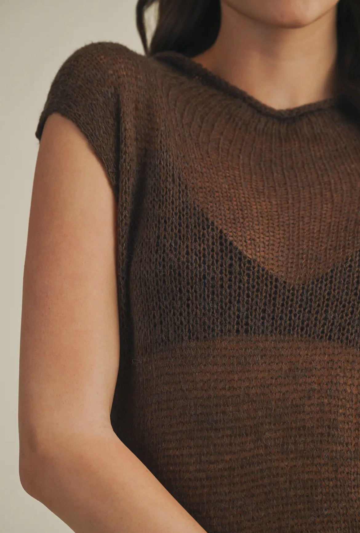 High Neck Sleeveless Sweater Top