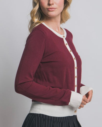 Contrast Trim Cardigan