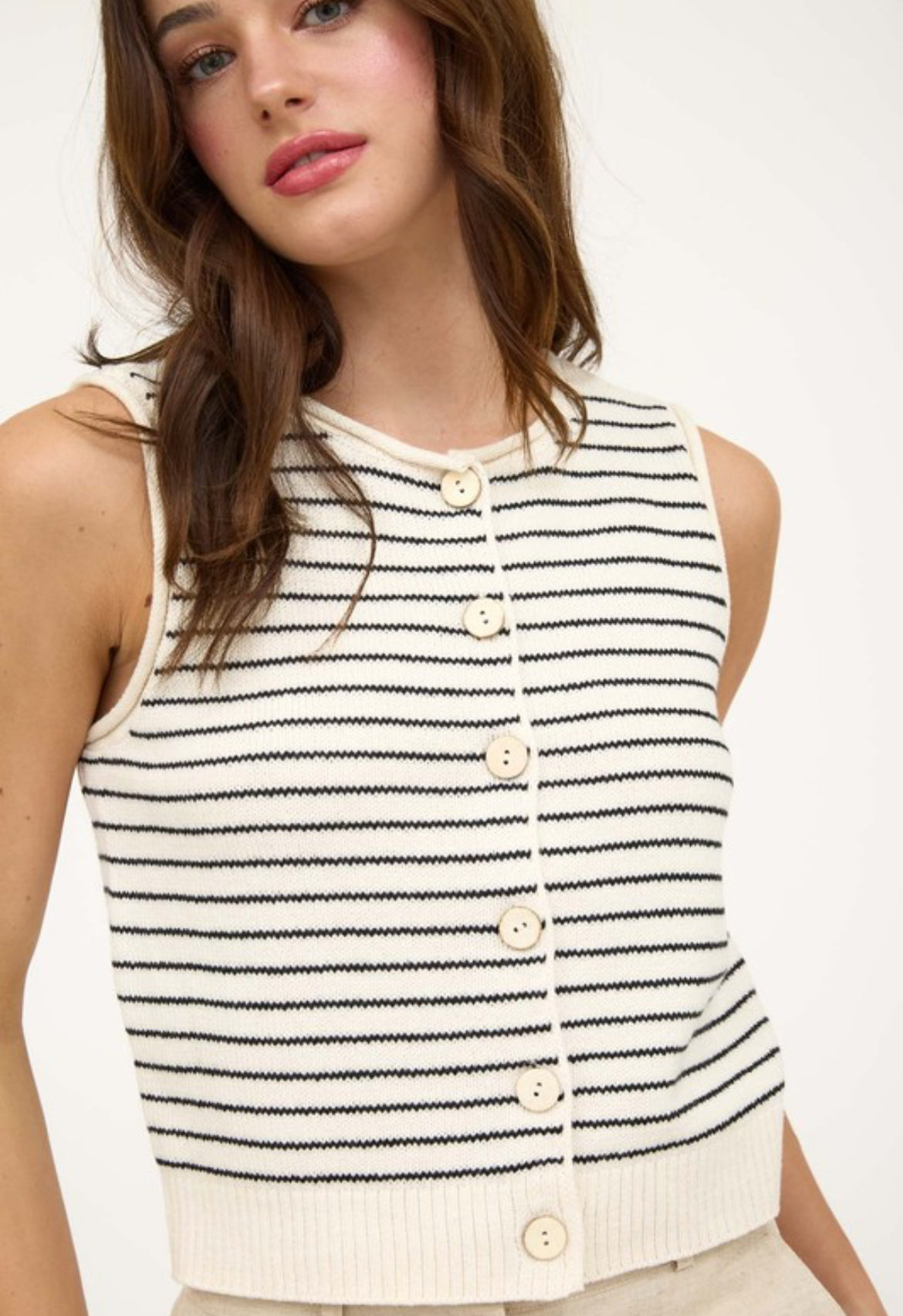 Savannah Stripe Cardigan Vest