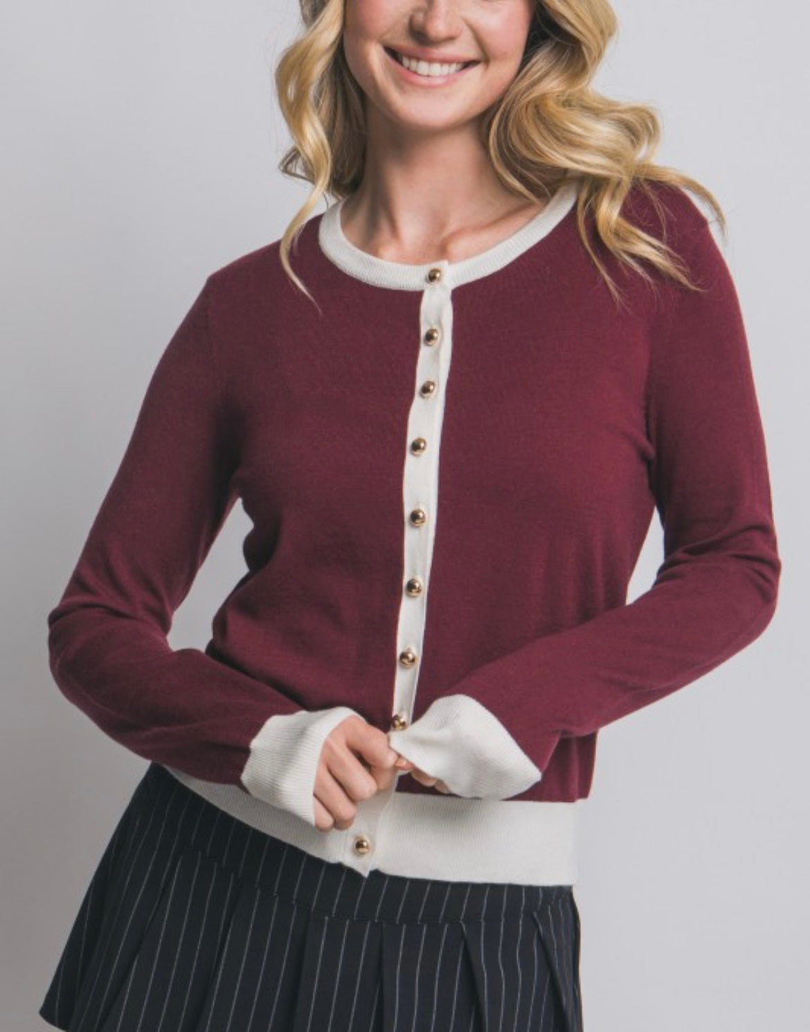 Contrast Trim Cardigan