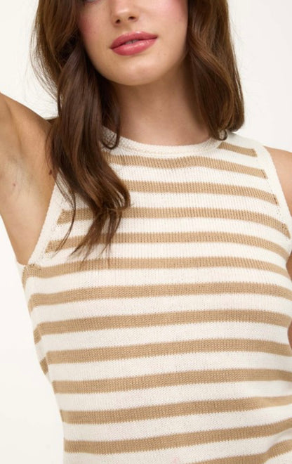 Sleeveless Striped Sweater Tank - 2 Colors