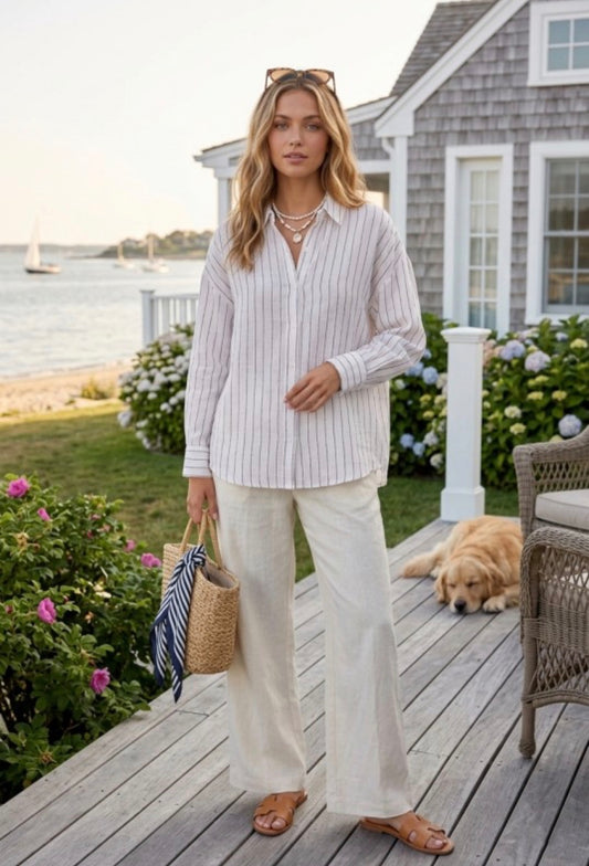 Beachy Striped Button Up