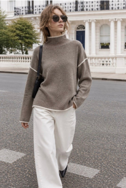 Vail Contrast Trim Mock Sweater PREORDER