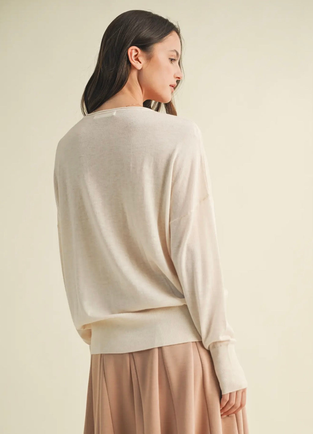 Drop Shoulder V Neck Sweater