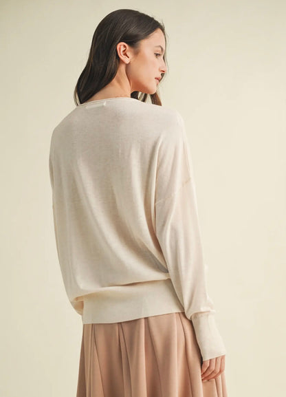 Drop Shoulder V Neck Sweater