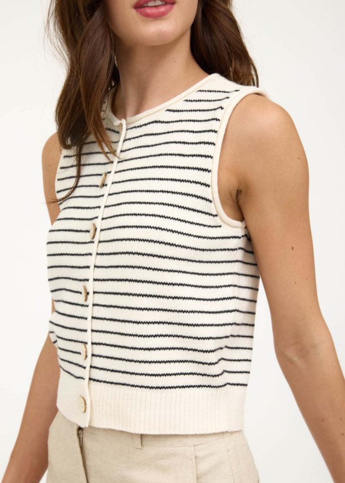 Savannah Stripe Cardigan Vest