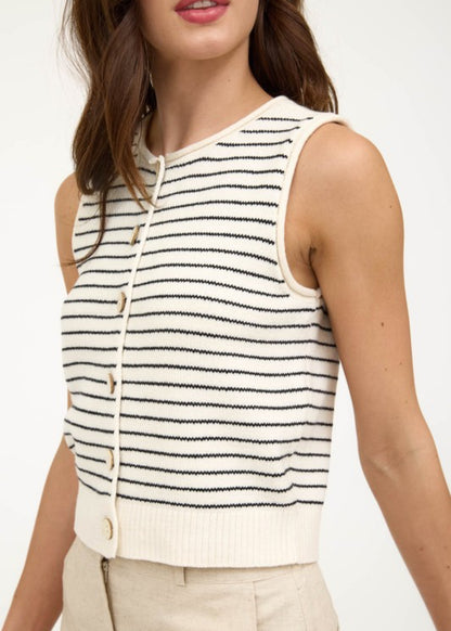 Savannah Stripe Cardigan Vest