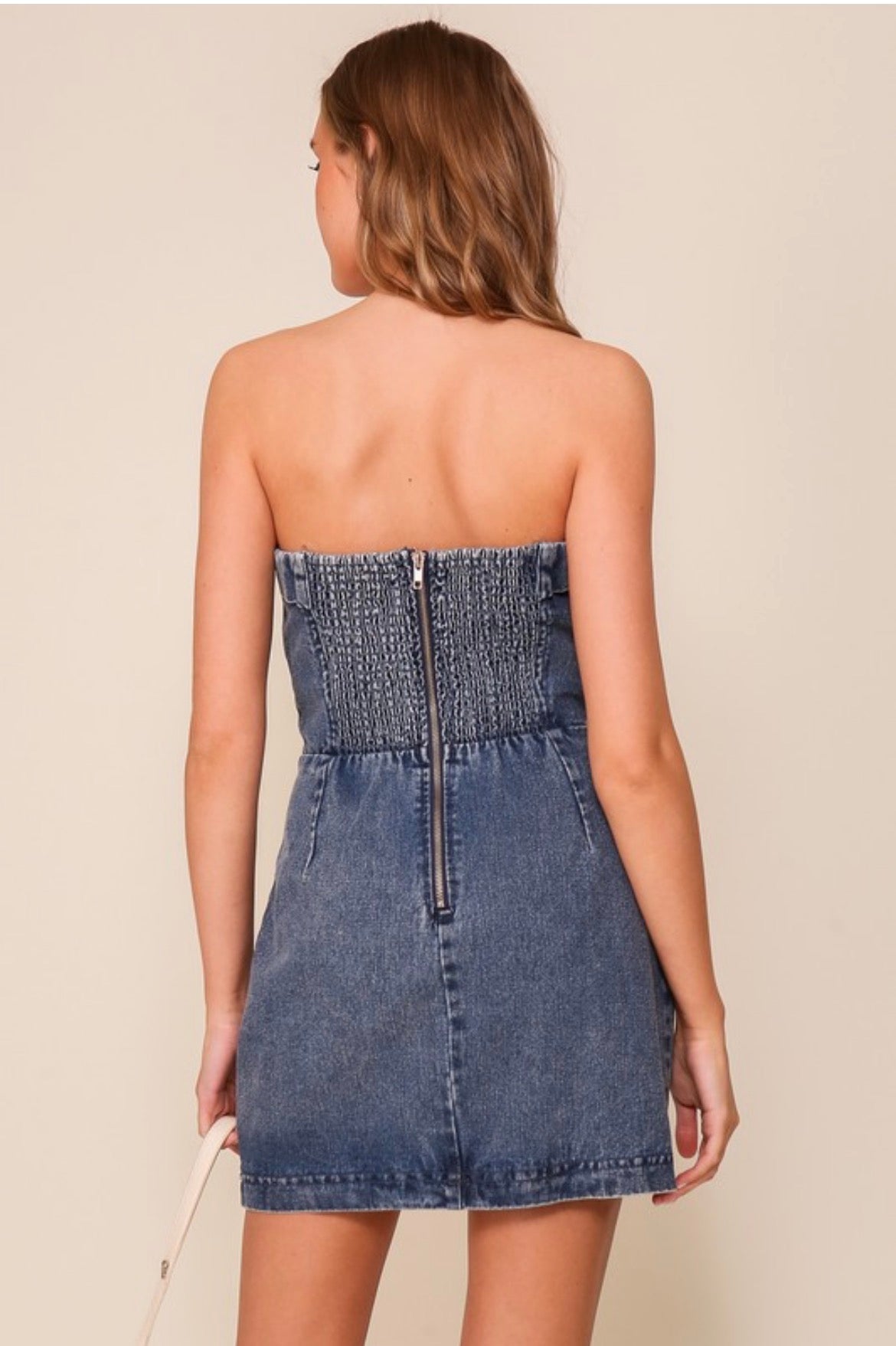Sailor Strapless Denim Dress - 2 Colors