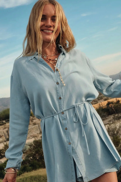 Lainey Chambray Romper Dress