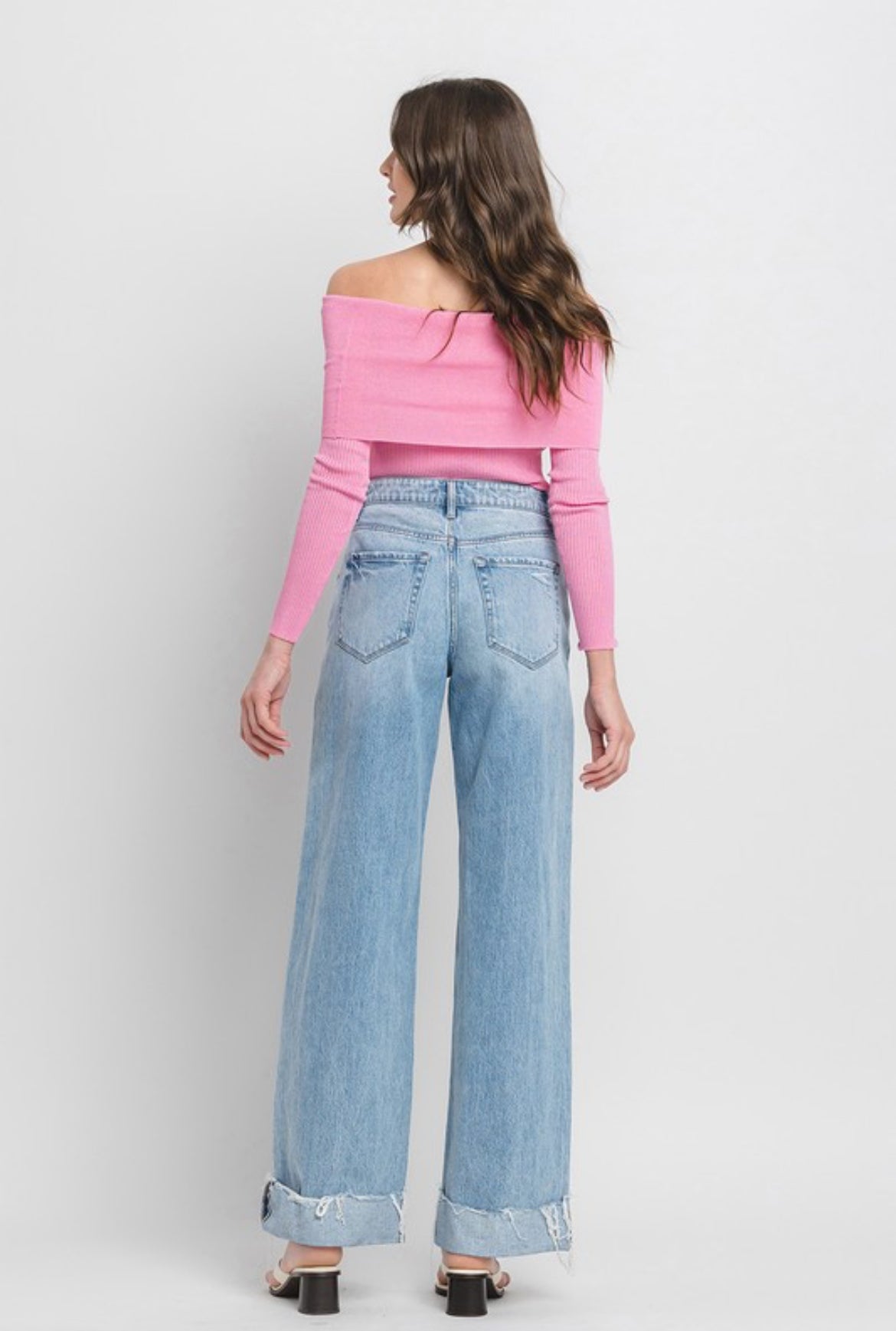 Vervet Kris High Rise Cuffed Wide Leg Denim