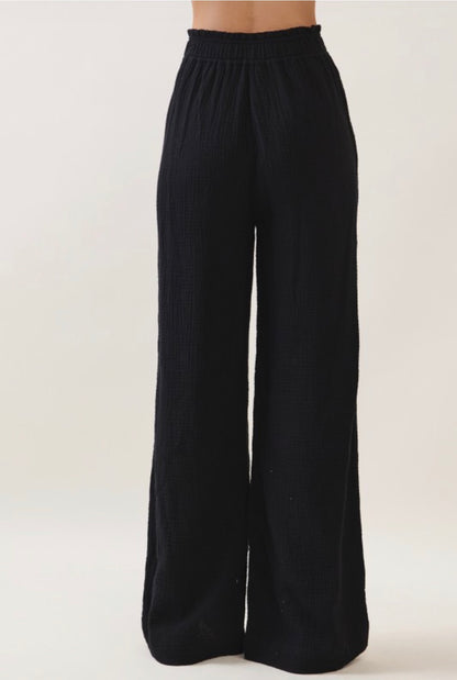 Double Gauze Wide Leg Pants - 2 Colors!
